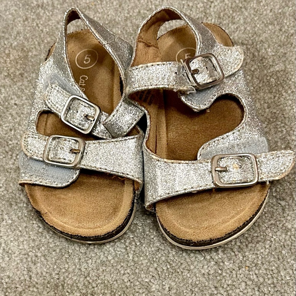 Cat & Jack Glittery Silver Kids Sandals
